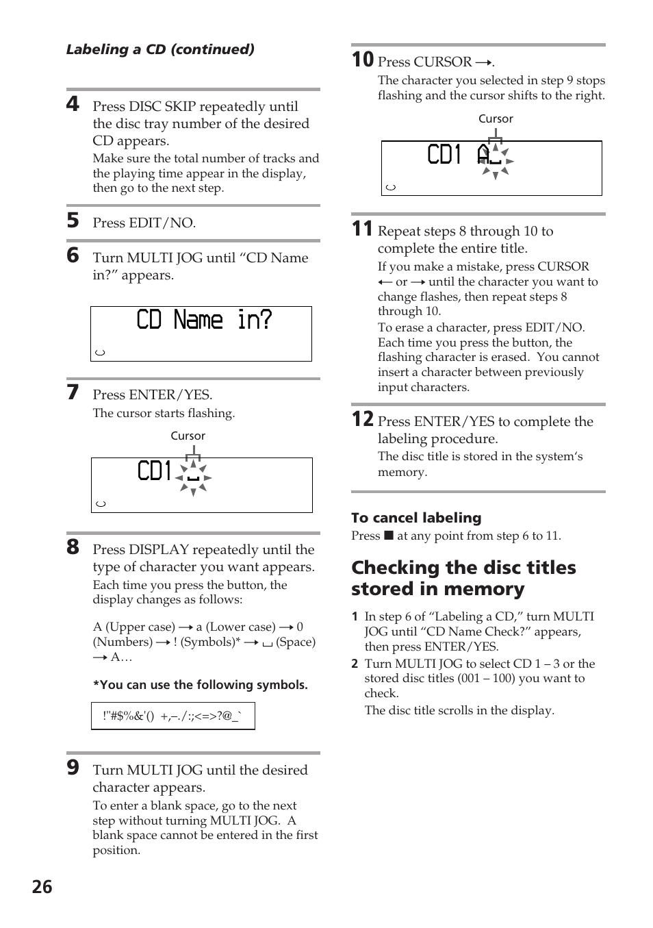 Cd1 a, Cd ? n ame i n | Sony DHC-MD515 User Manual | Page 26 / 72