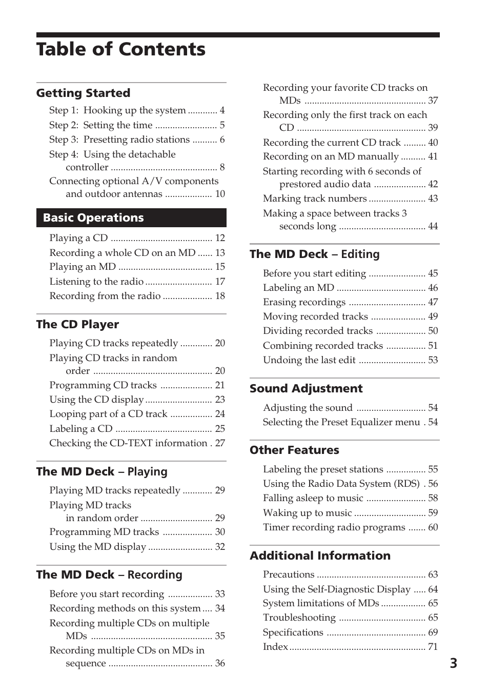 Sony DHC-MD515 User Manual | Page 3 / 72