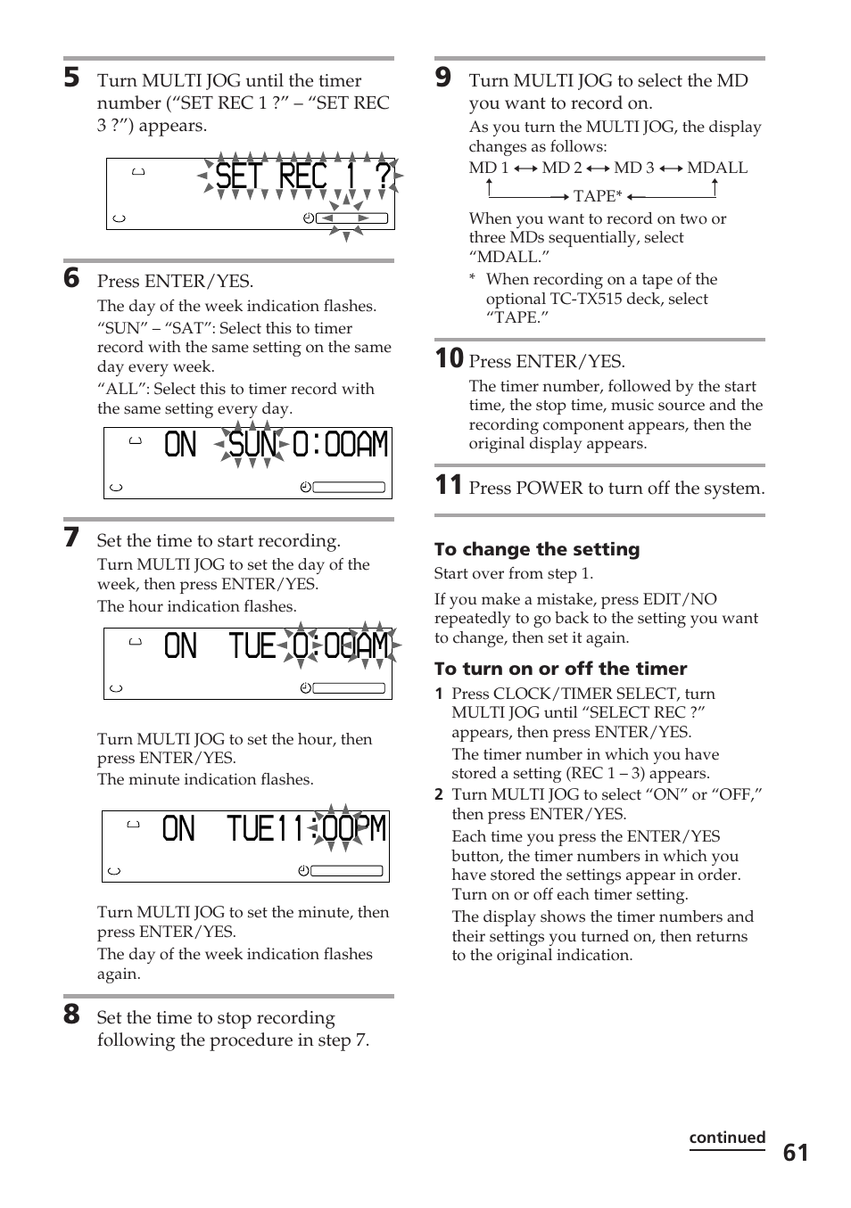 R c e se ? t 1, Eoo o on tu am, Eoo 1 on tu pm : 1 | Sony DHC-MD515 User Manual | Page 61 / 72