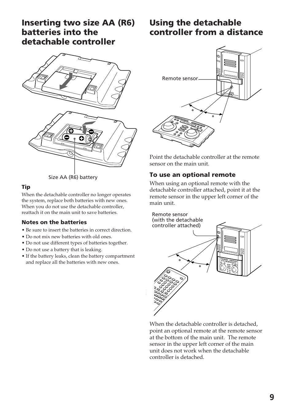 Using the detachable controller from a distance | Sony DHC-MD515 User Manual | Page 9 / 72