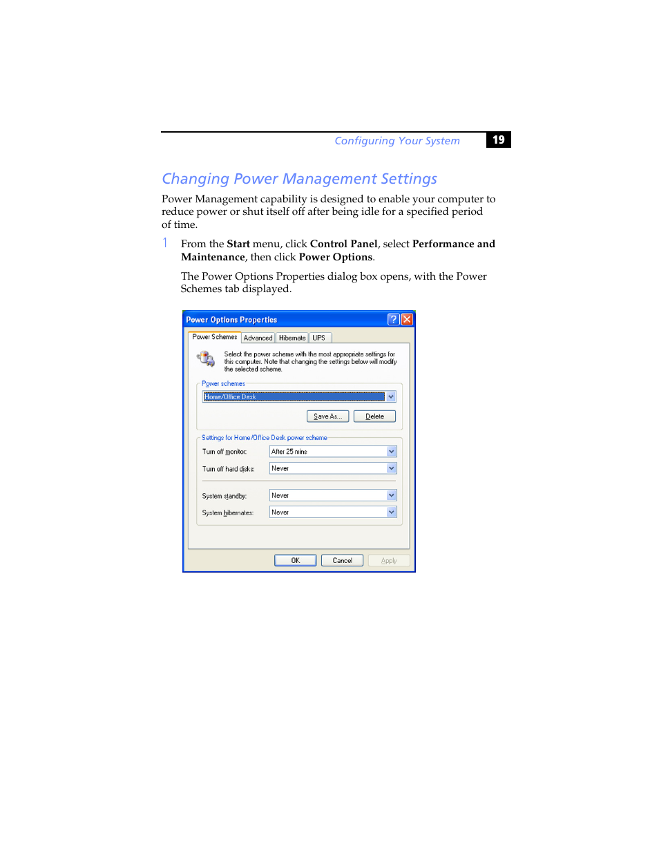 Changing power management settings | Sony PCV-RS310 User Manual | Page 33 / 102