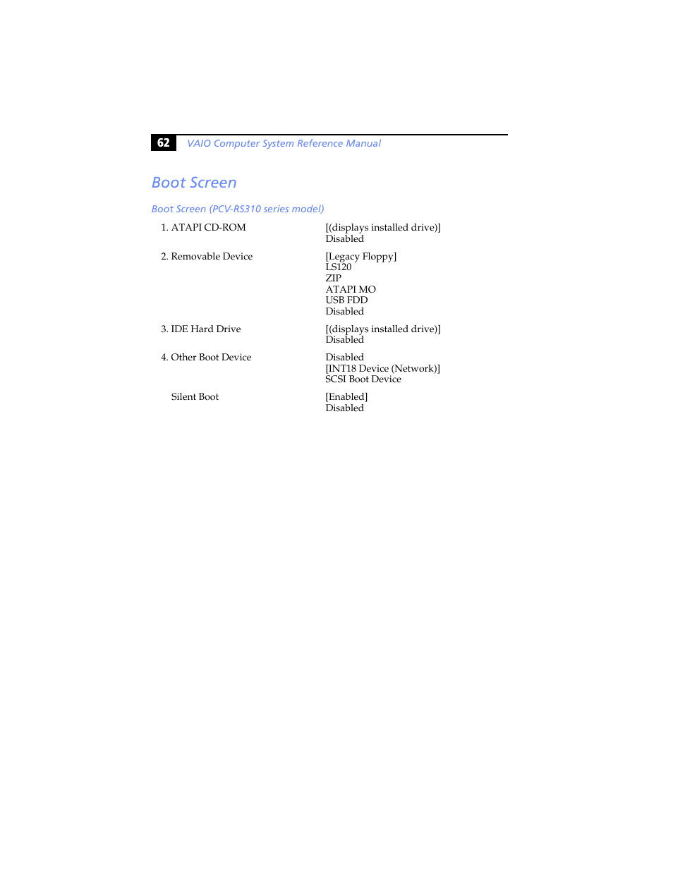 Boot screen | Sony PCV-RS310 User Manual | Page 76 / 102