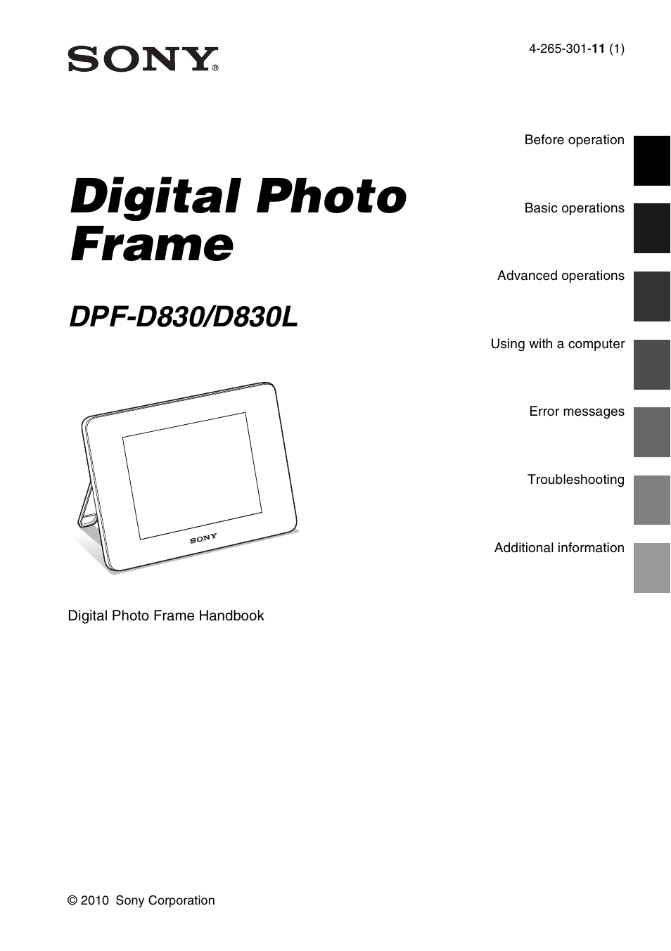 Sony DPF-D830 User Manual | 54 pages