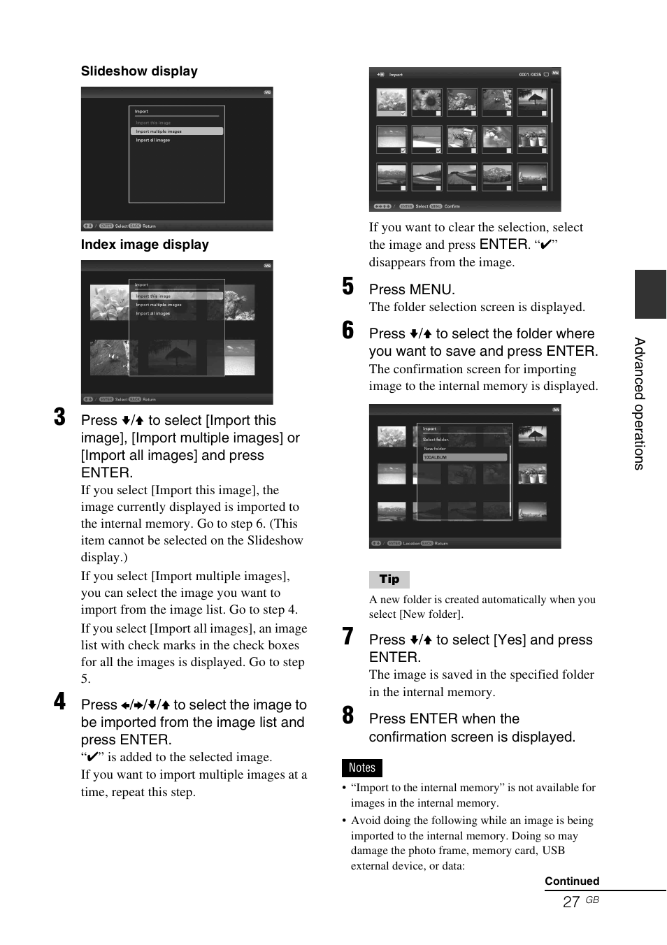 Sony DPF-D830 User Manual | Page 27 / 54