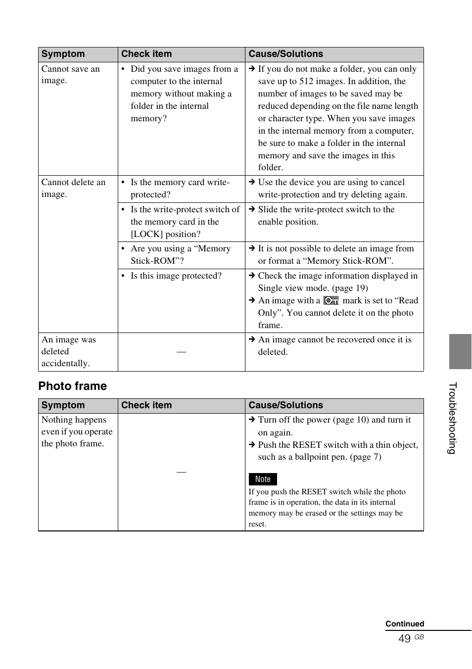Photo frame | Sony DPF-D830 User Manual | Page 49 / 54