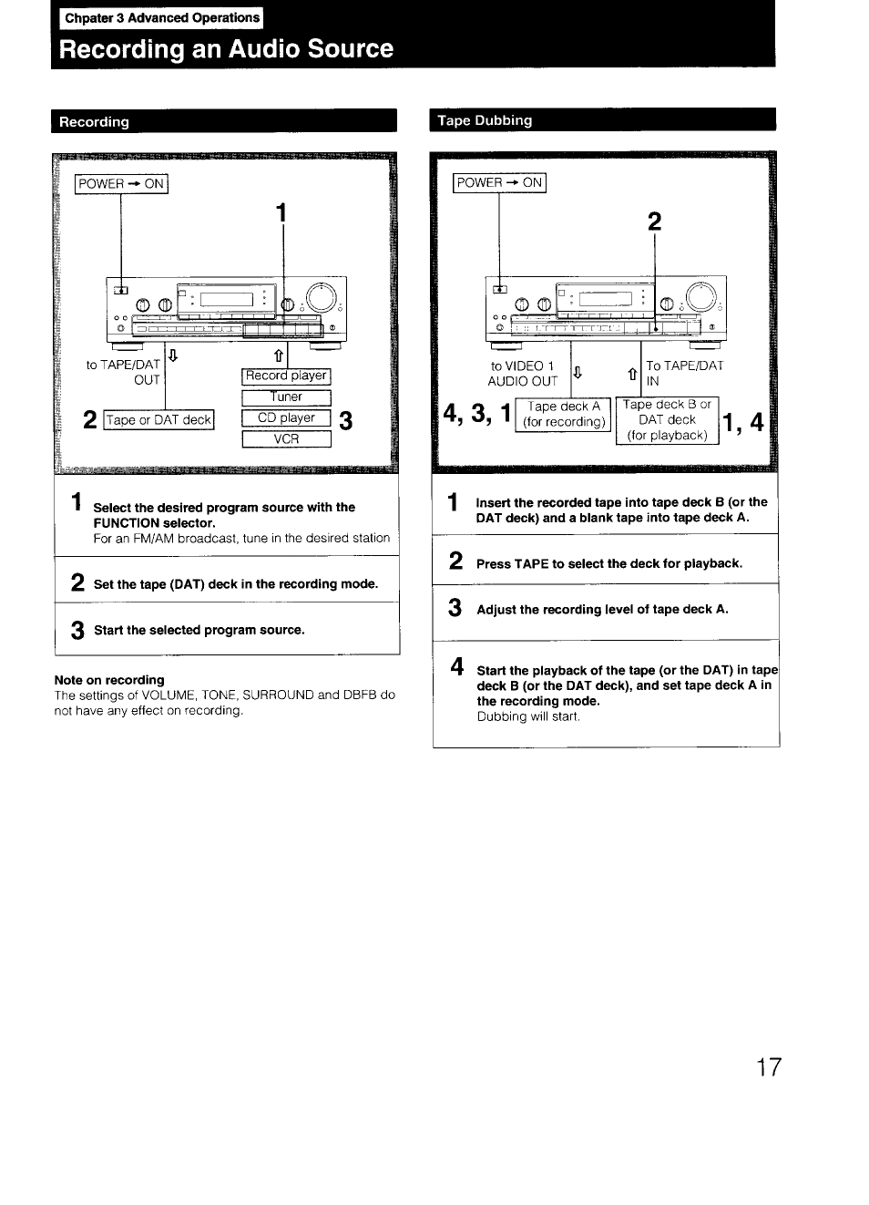 Recording an audio source | Sony STR-D590 User Manual | Page 17 / 23