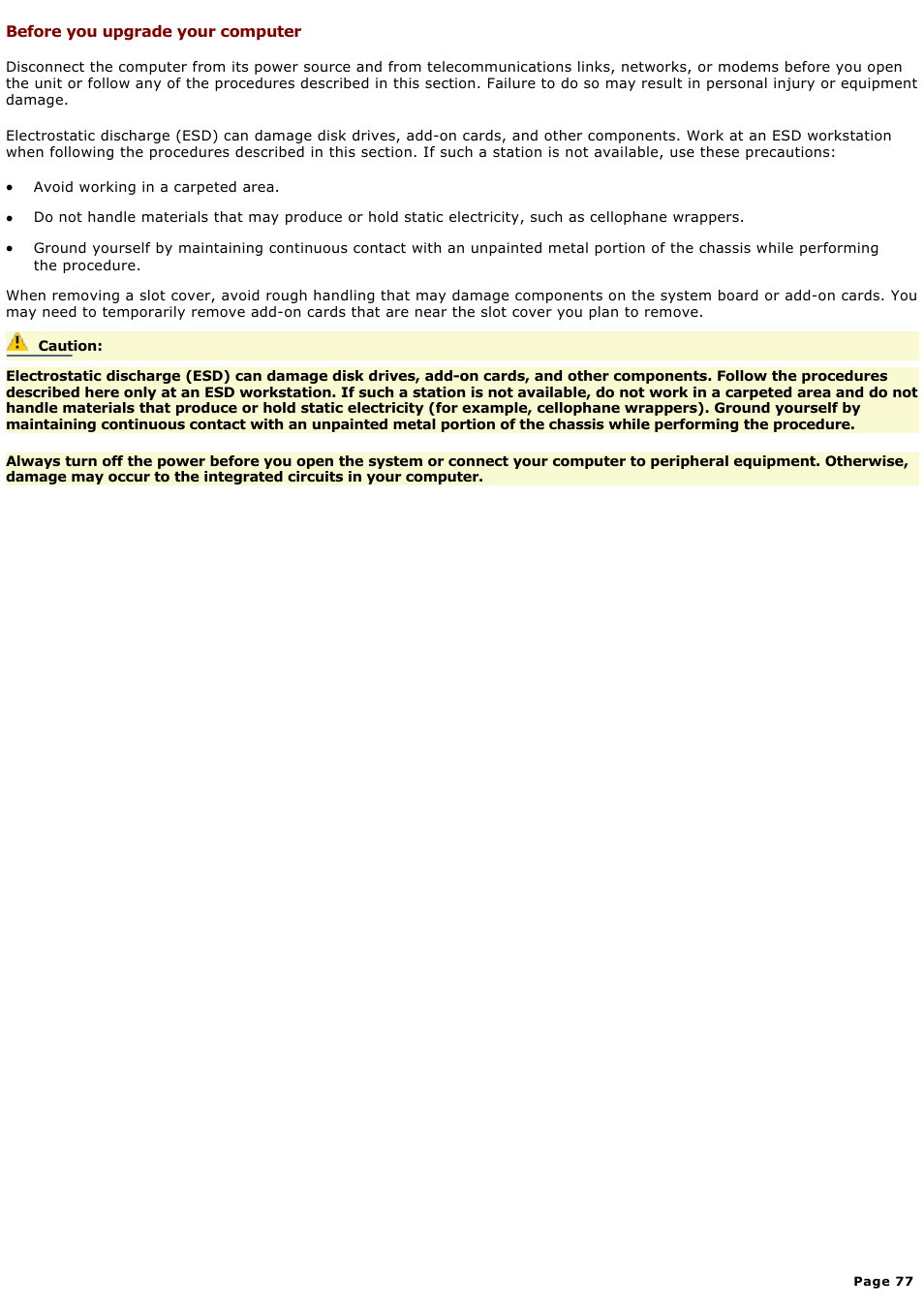 Before you upgrade your computer | Sony PCV-RX640 User Manual | Page 77 / 88