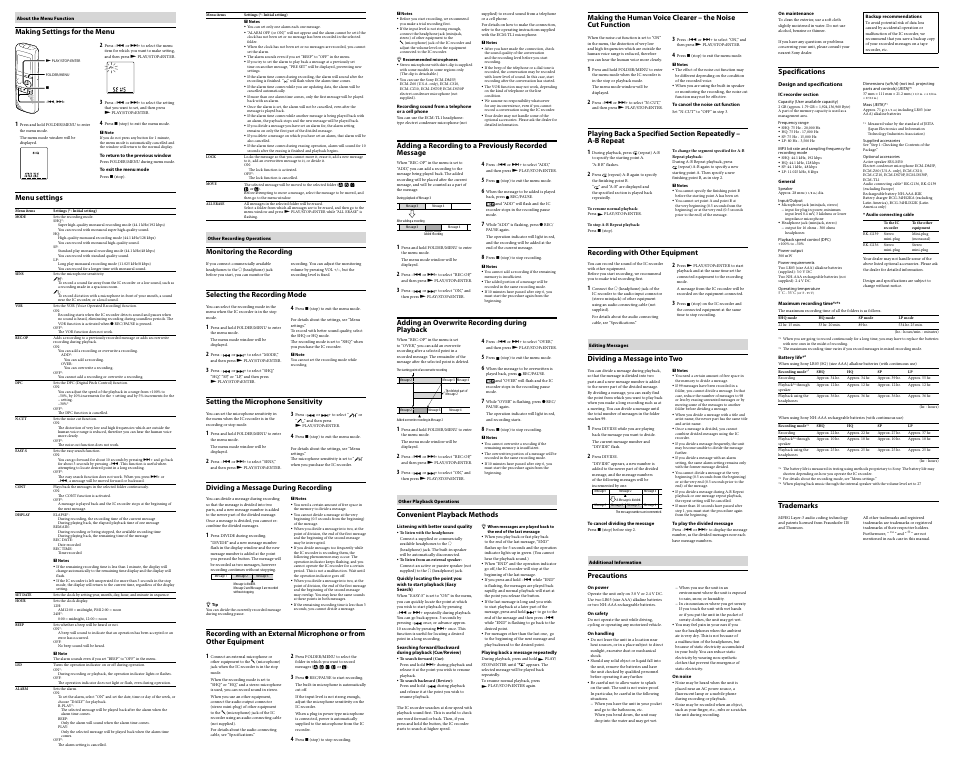 Sony ICD-BX800 User Manual | Page 2 / 2