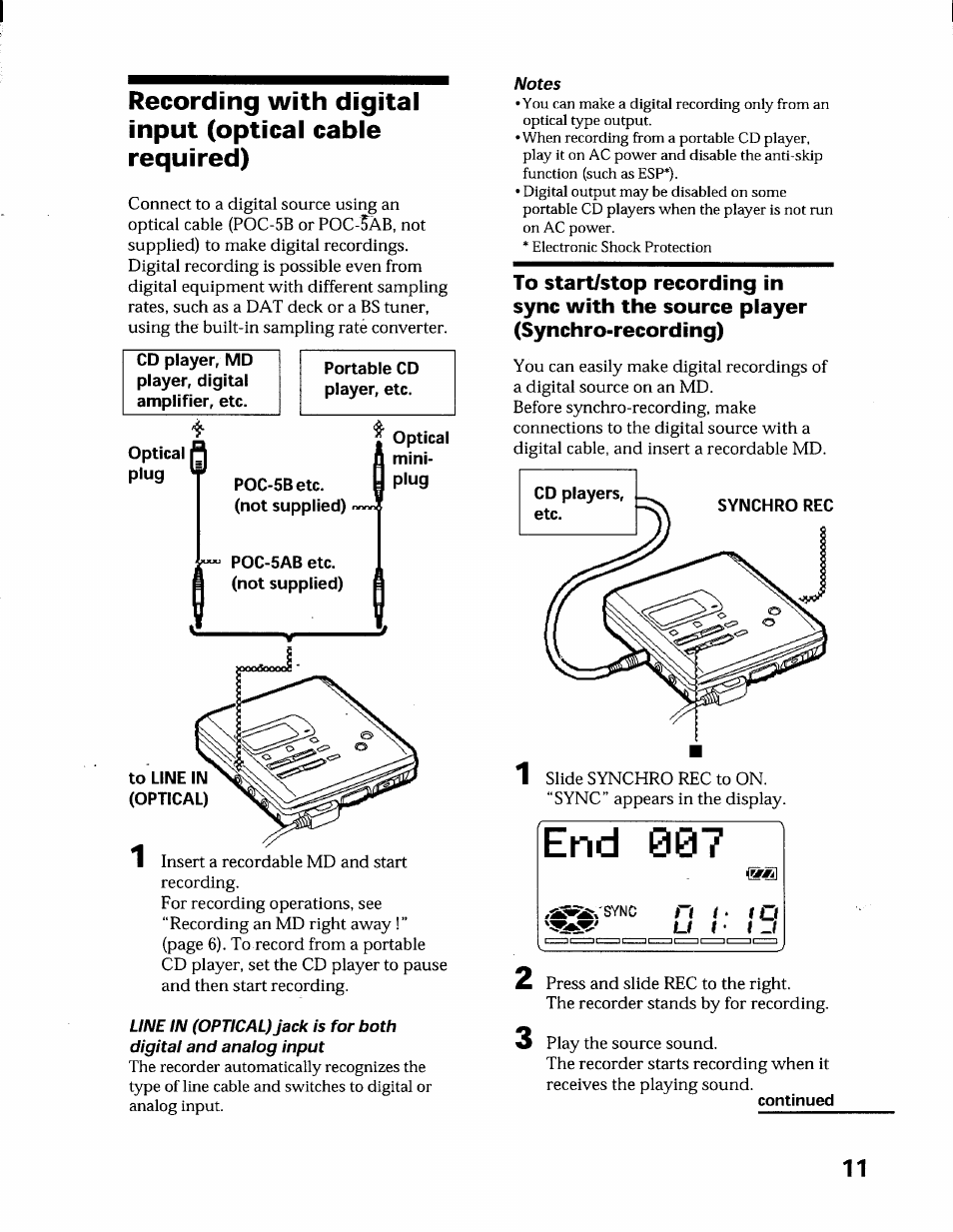 Notes, End 007 | Sony MZ-R55 User Manual | Page 11 / 42