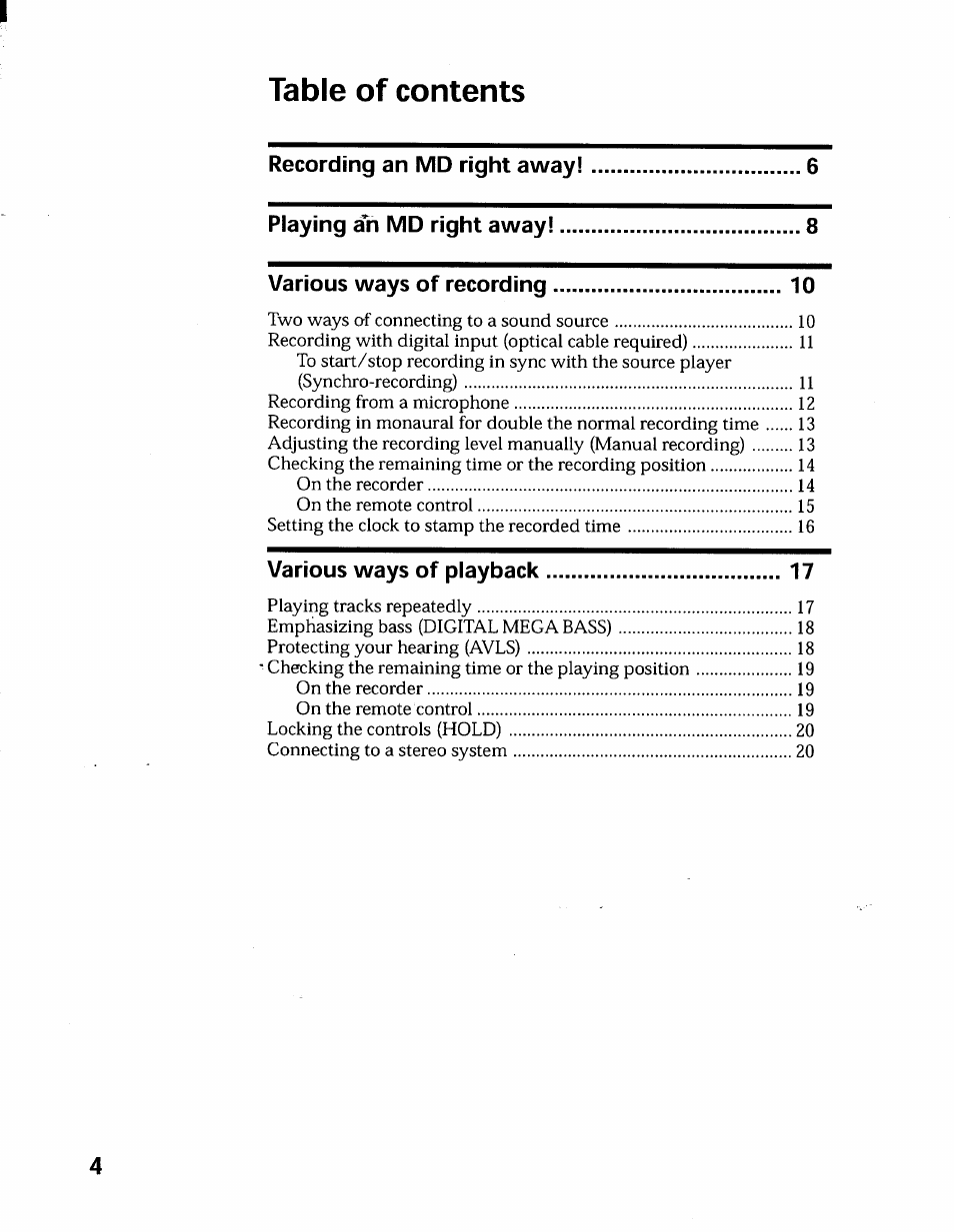 Sony MZ-R55 User Manual | Page 4 / 42