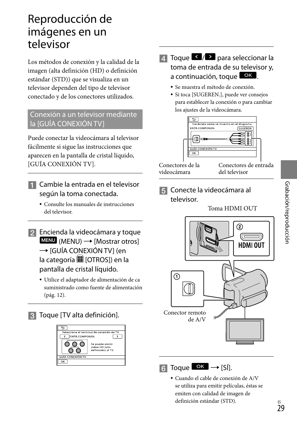Reproducción de imágenes en un televisor | Sony HDR-XR550V User Manual | Page 107 / 159