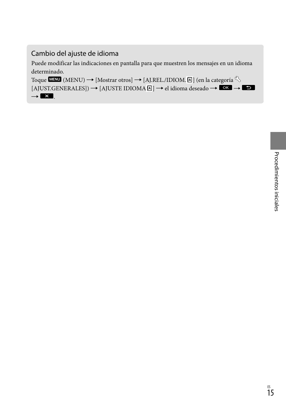 Cambio del ajuste de idioma | Sony HDR-XR550V User Manual | Page 93 / 159