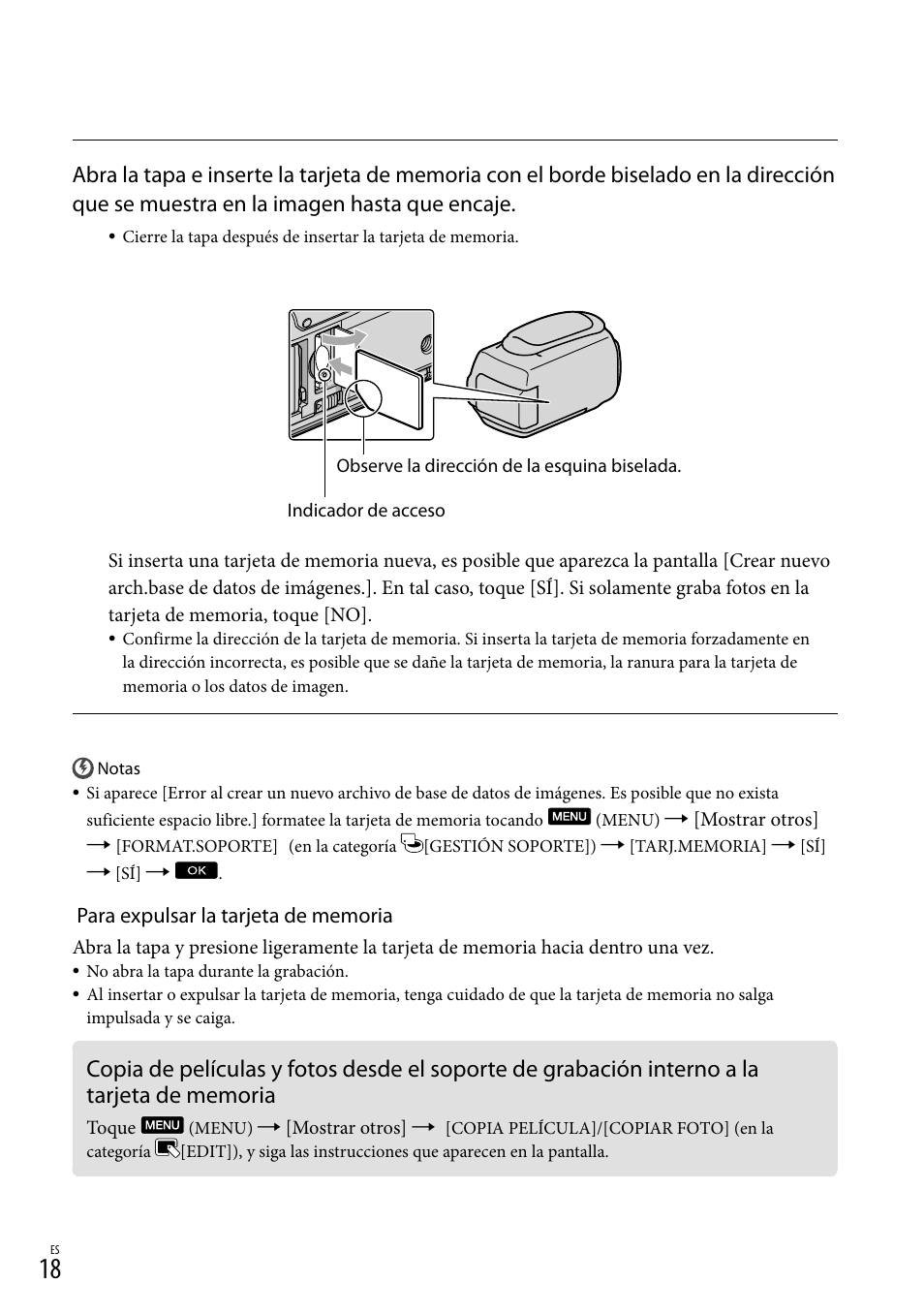 De memoria | Sony HDR-XR550V User Manual | Page 96 / 159