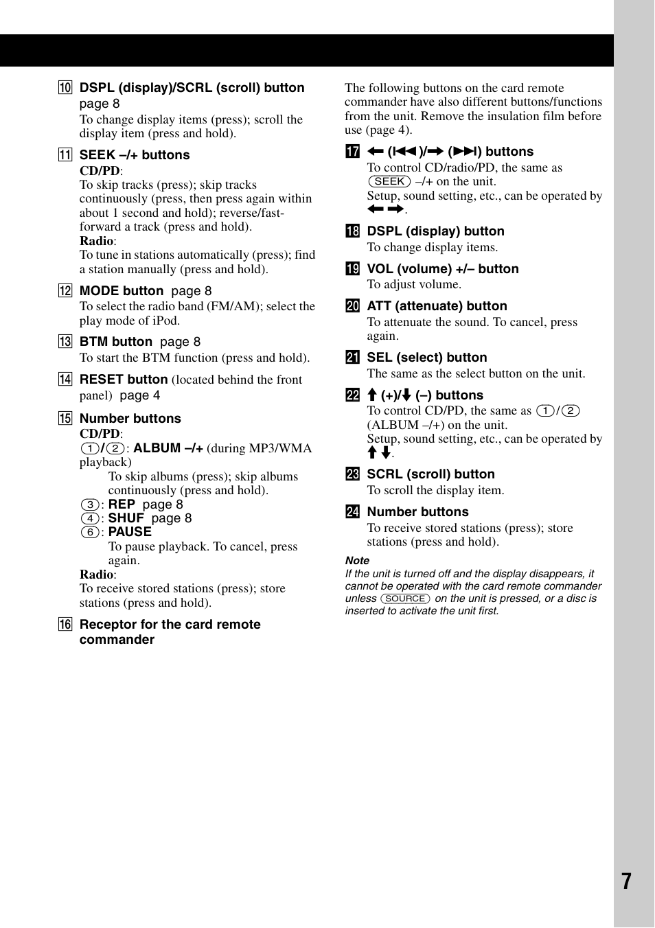Sony CDX-GT42IPW User Manual | Page 7 / 36