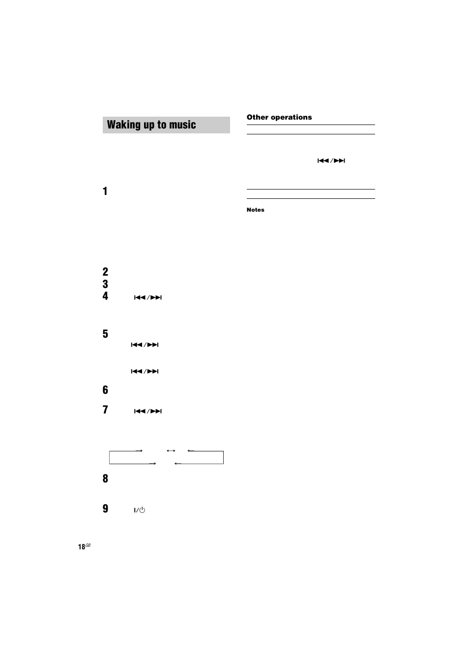 Waking up to music, 1 prepare the sound source you want to play, 2 adjust the volume | 3 press clock/timer set, 5 set the time to start playing, 8 press enter, 9 press ?/1 to turn off the system, Play timer | Sony CMT-NE3 User Manual | Page 18 / 32