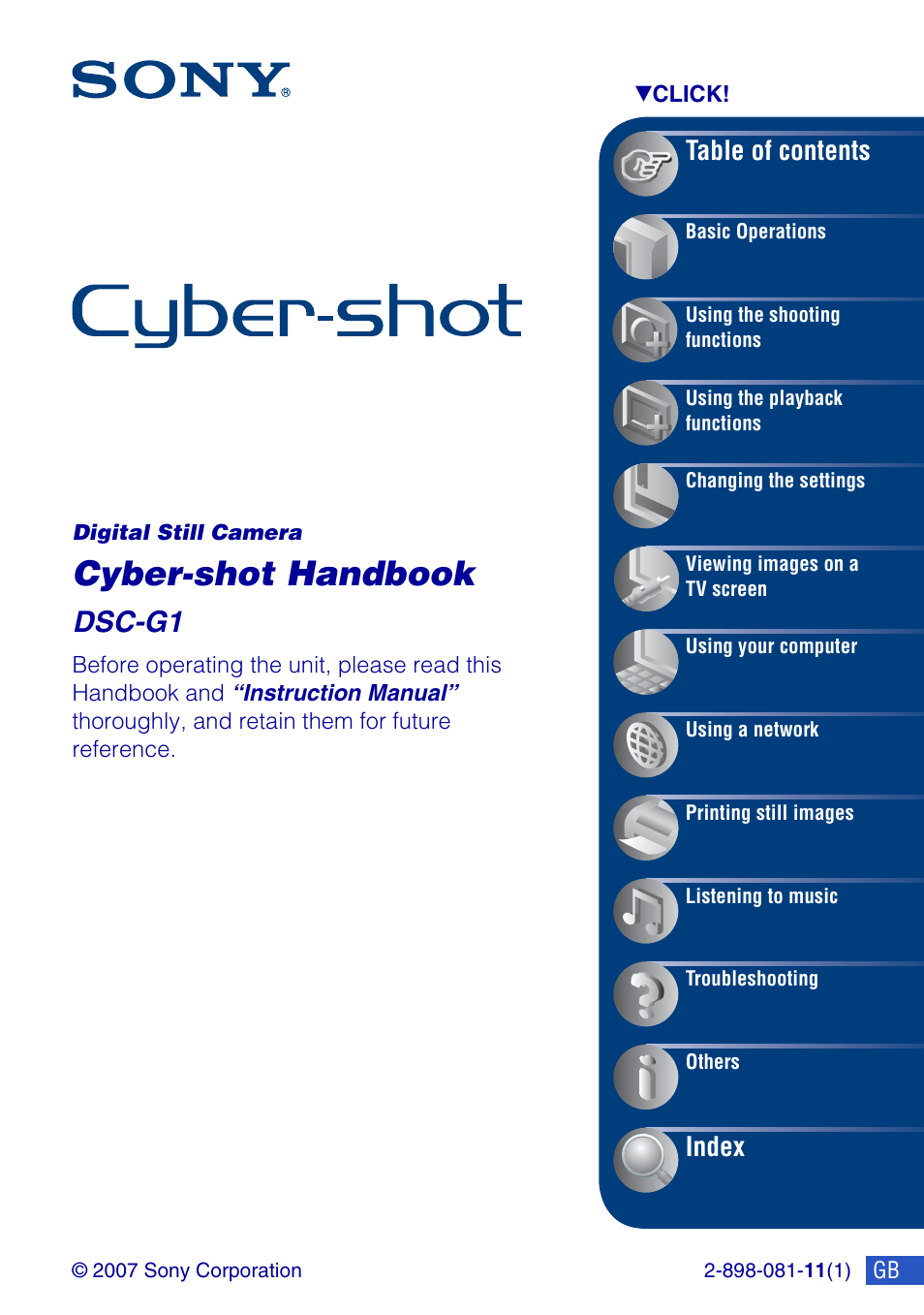 Sony DSC-G1 User Manual | 125 pages