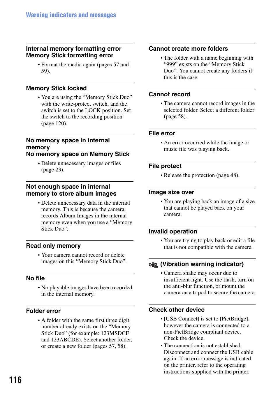 Sony DSC-G1 User Manual | Page 116 / 125