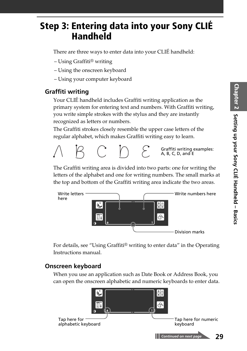 Step 3: entering data into your sony clié handheld, Step 3: entering data into your, Sony clié handheld | Sony PEG-T415 User Manual | Page 29 / 64