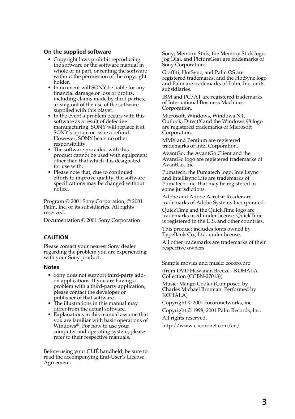 Sony PEG-T415 User Manual | Page 3 / 64