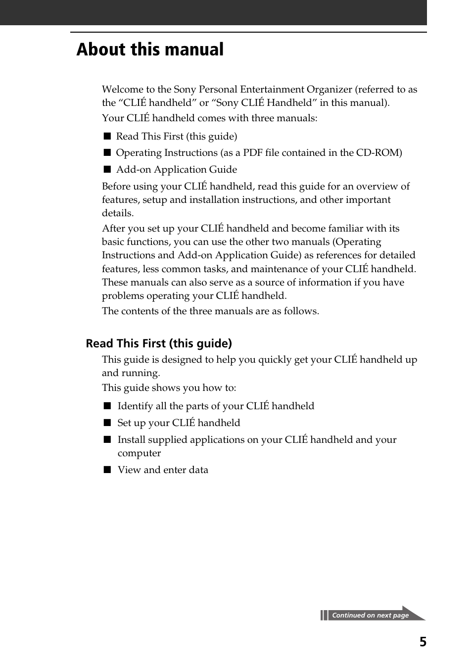About this manual | Sony PEG-T415 User Manual | Page 5 / 64