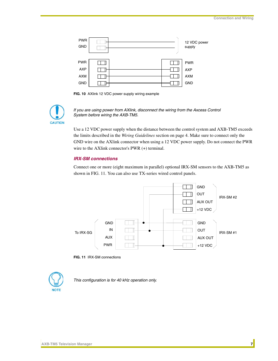 Irx-sm connections | AMX AXB-TM5 User Manual | Page 11 / 20