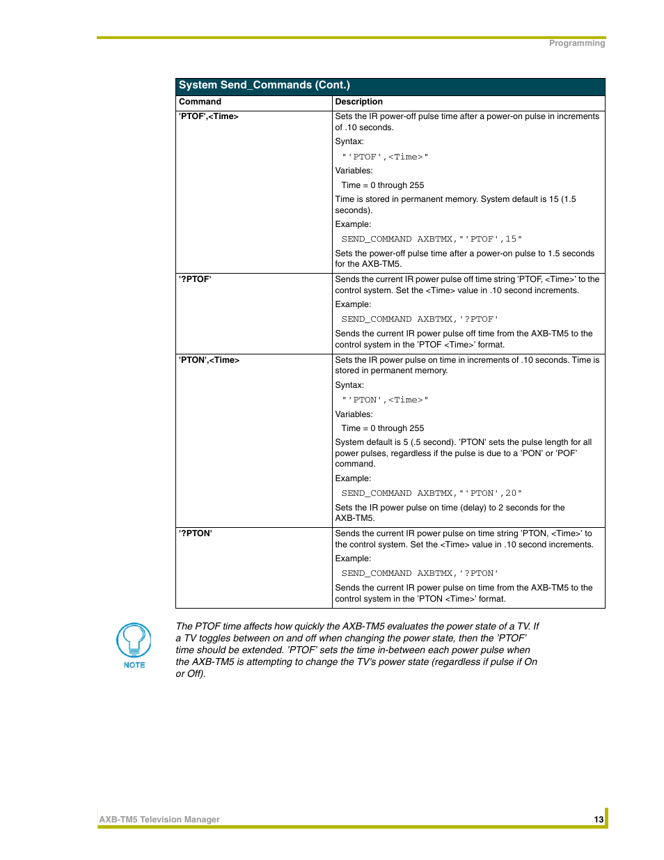 AMX AXB-TM5 User Manual | Page 17 / 20