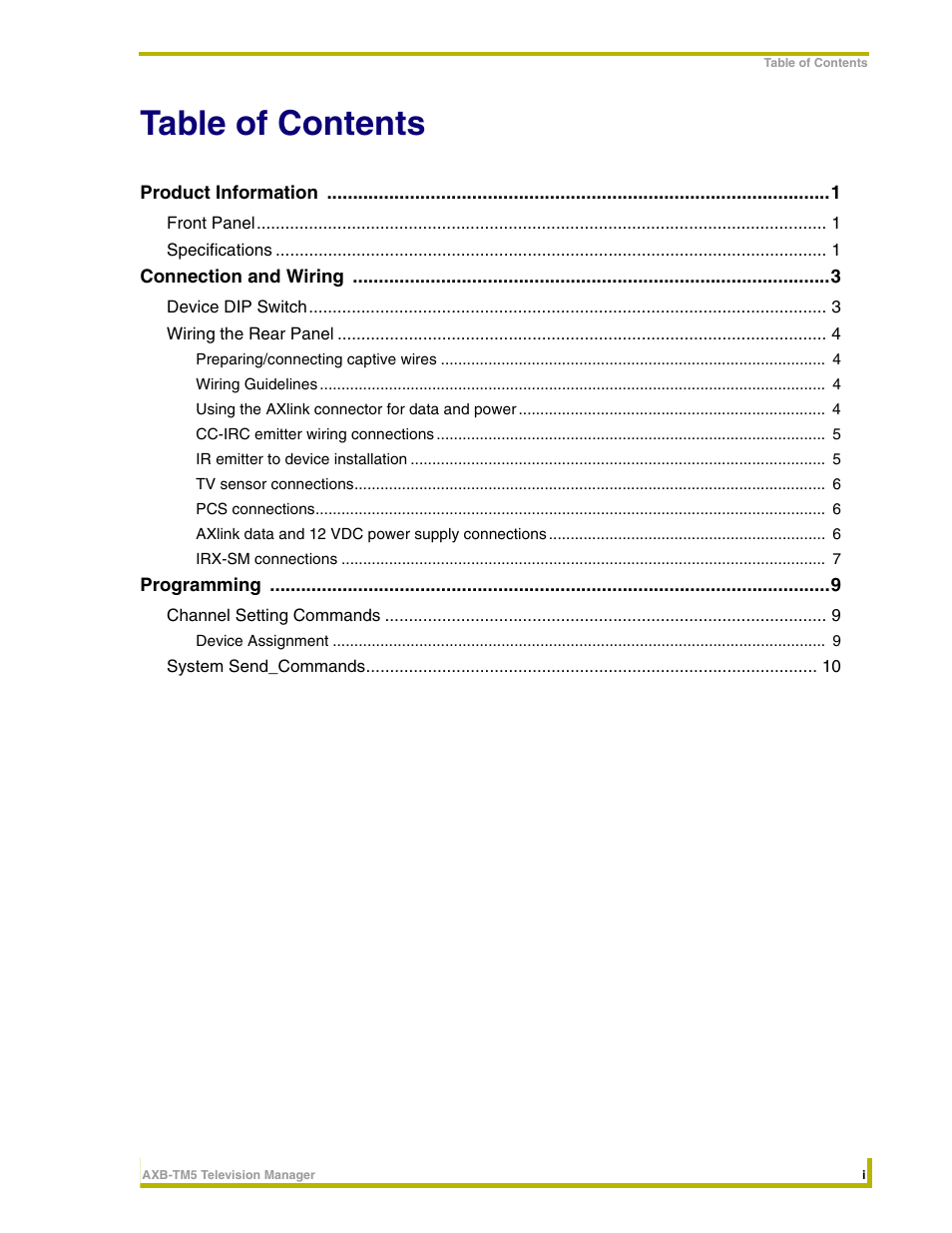 AMX AXB-TM5 User Manual | Page 3 / 20