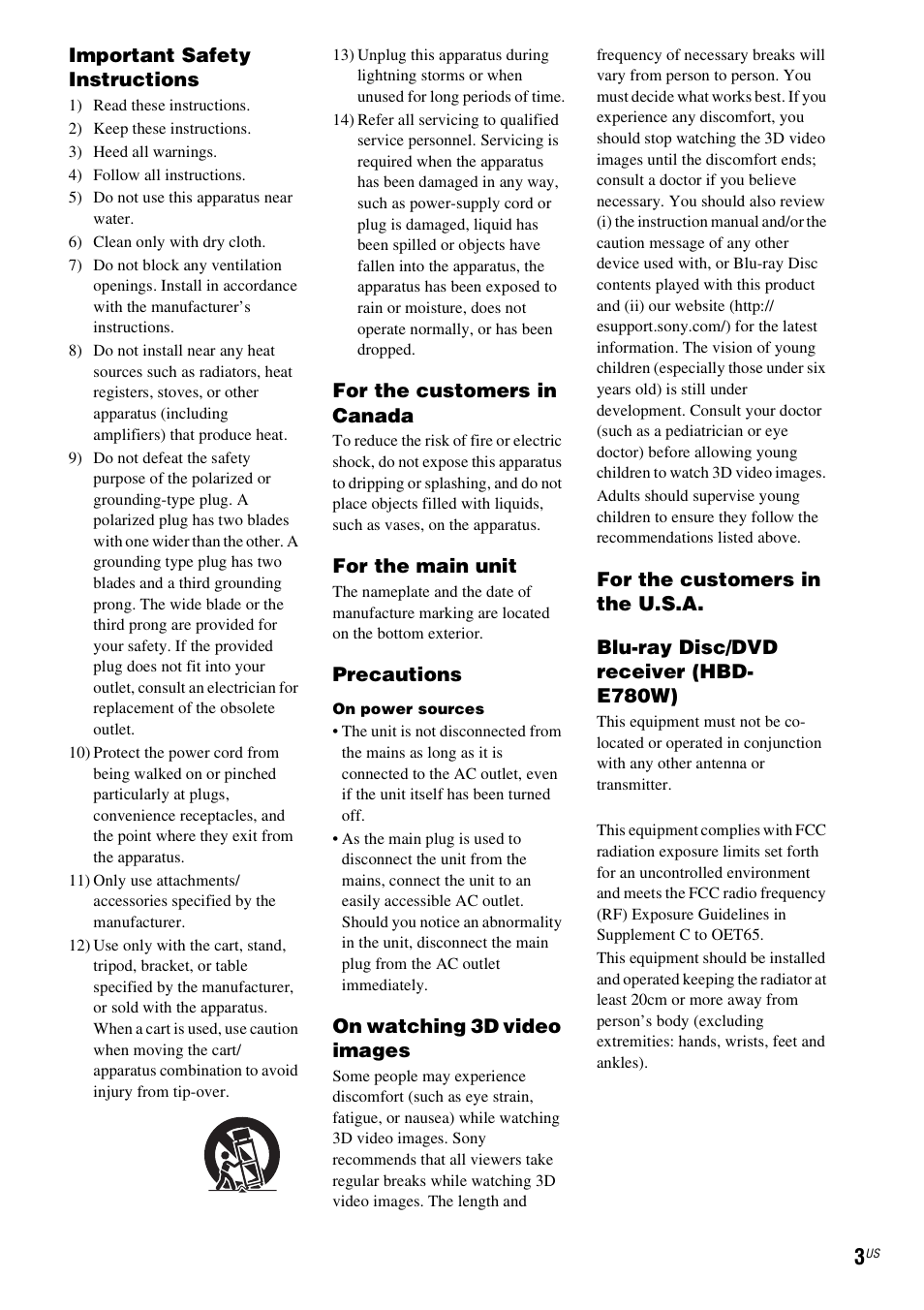 Sony BDV-E780W User Manual | Page 3 / 84