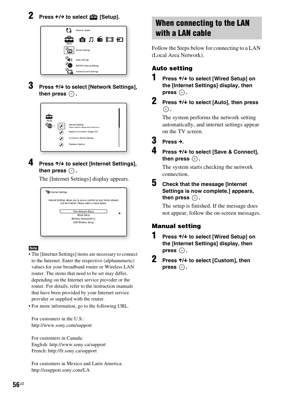 When connecting to the lan with a lan cable | Sony BDV-E780W User Manual | Page 56 / 84