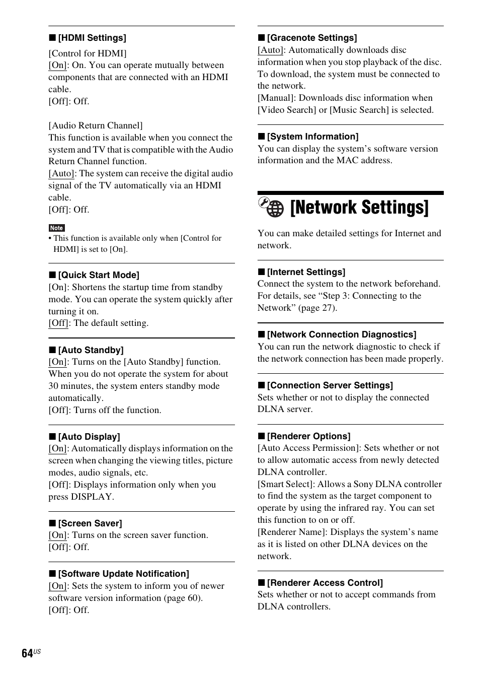 Network settings | Sony BDV-E780W User Manual | Page 64 / 84