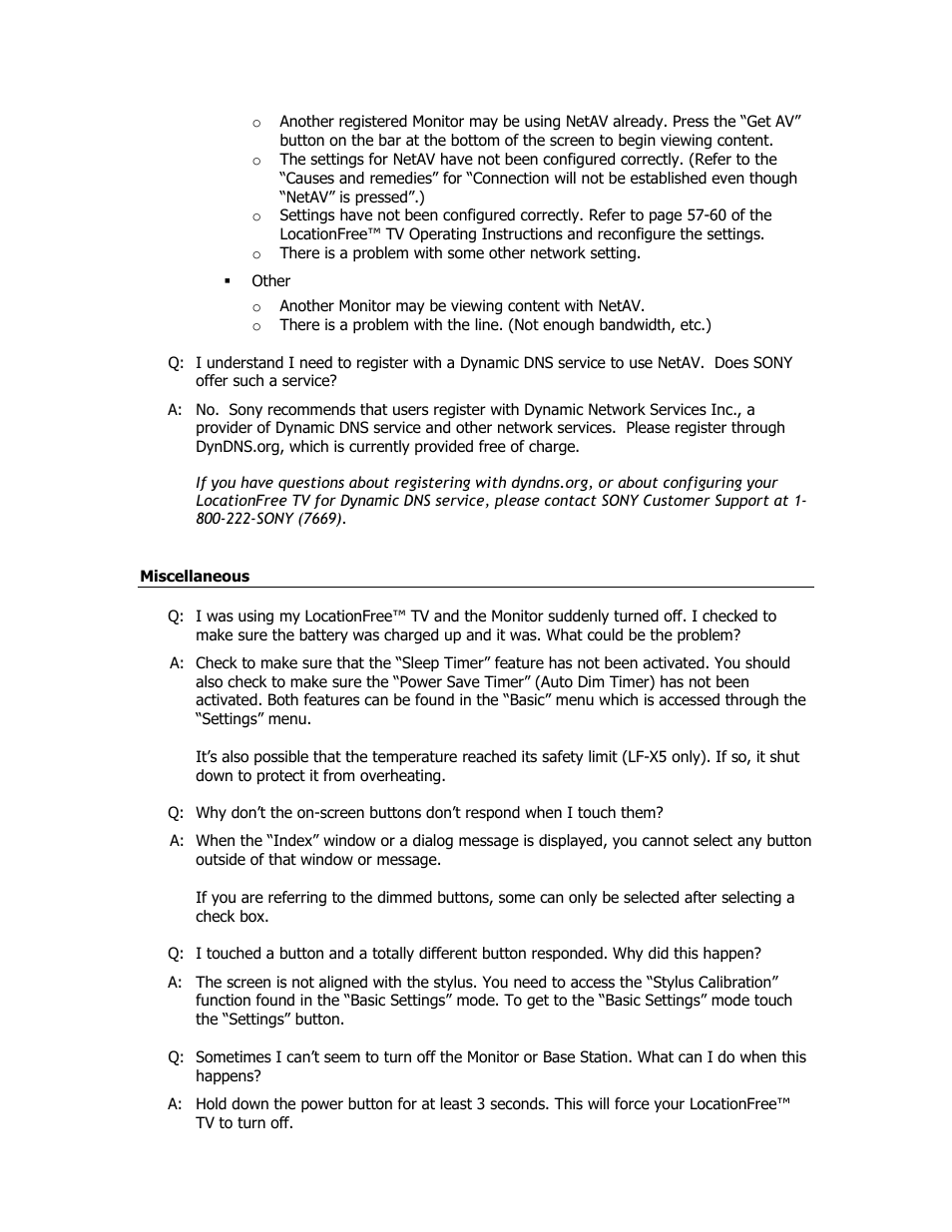 Miscellaneous | Sony LF-X1 User Manual | Page 12 / 13