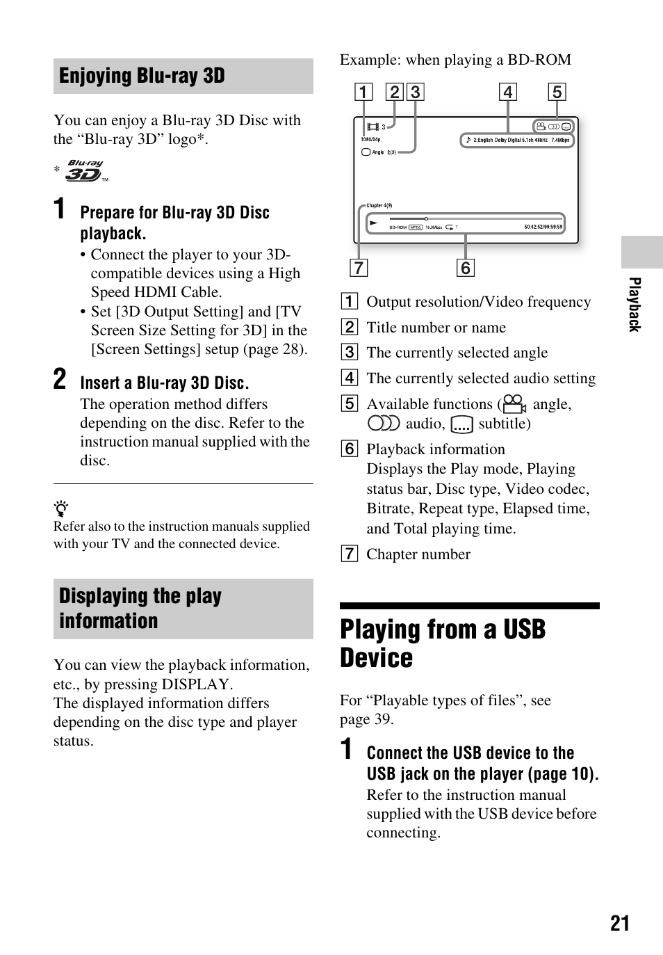 Playing from a usb device | Sony BDP-BX59 User Manual | Page 21 / 44