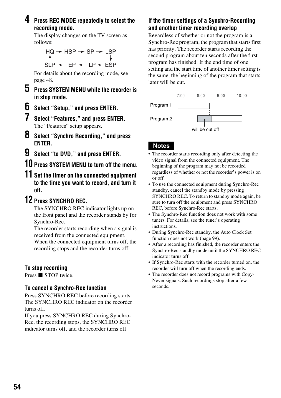 Sony RDR-VX521 User Manual | Page 54 / 132