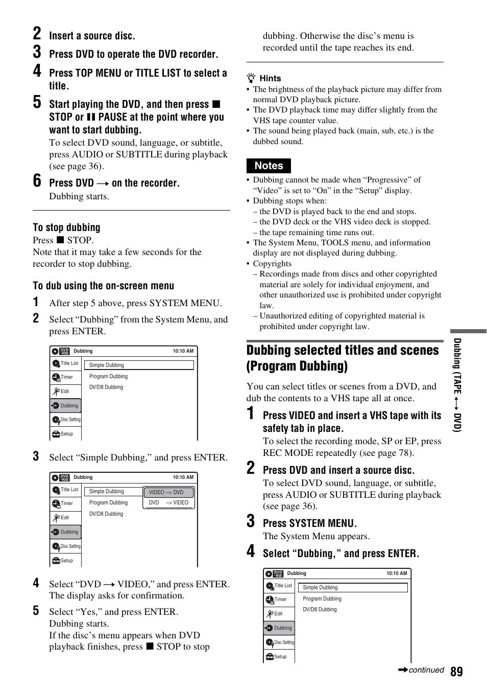 Sony RDR-VX521 User Manual | Page 89 / 132