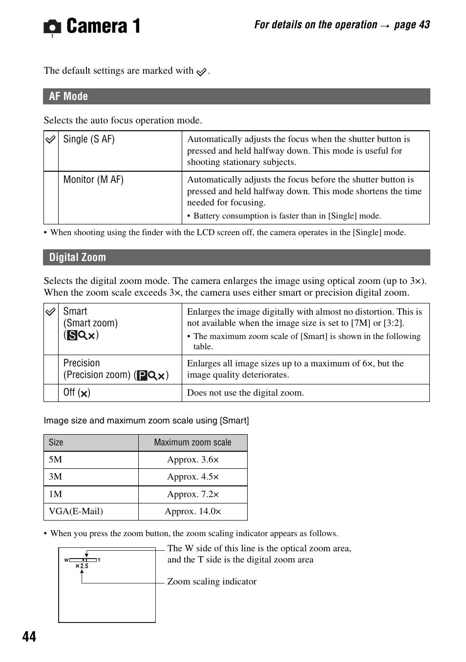 Camera 1 | Sony DSC-P200 User Manual | Page 44 / 99