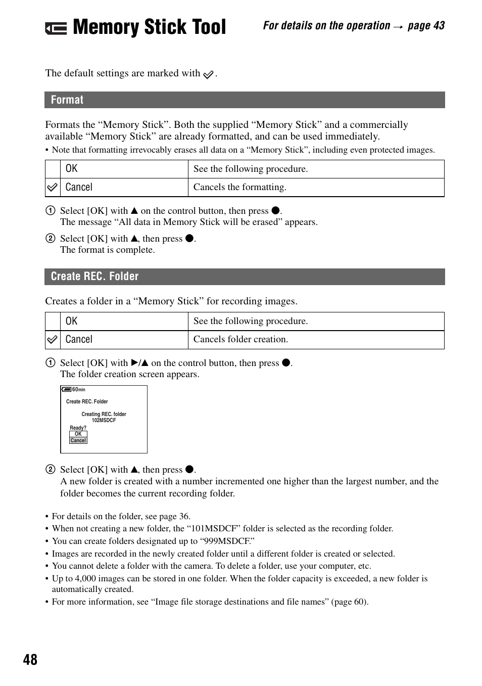 Memory stick tool | Sony DSC-P200 User Manual | Page 48 / 99