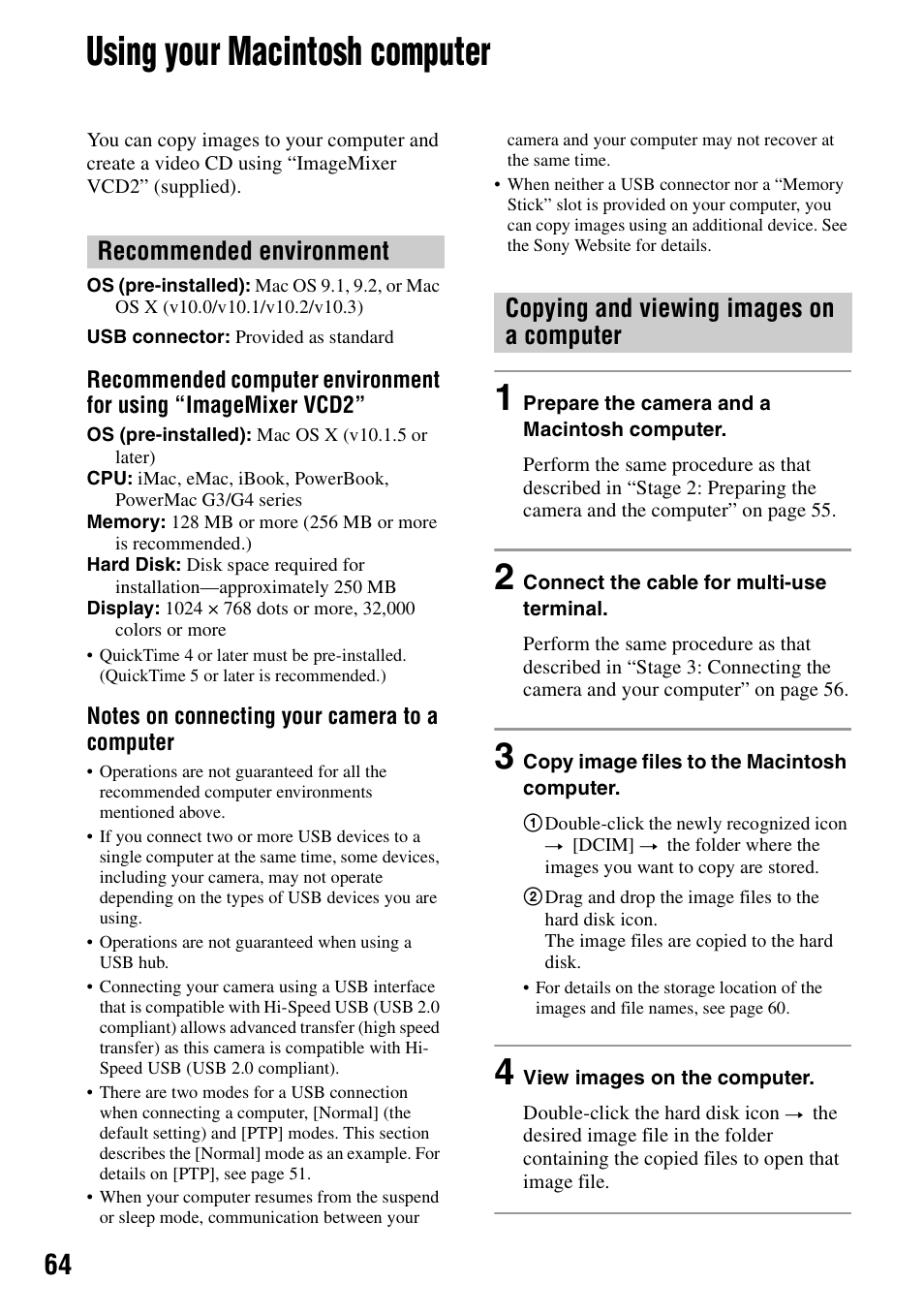 Using your macintosh computer | Sony DSC-P200 User Manual | Page 64 / 99