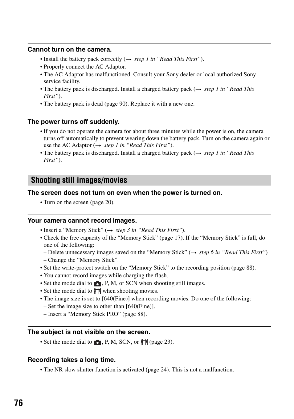 Shooting still images/movies | Sony DSC-P200 User Manual | Page 76 / 99