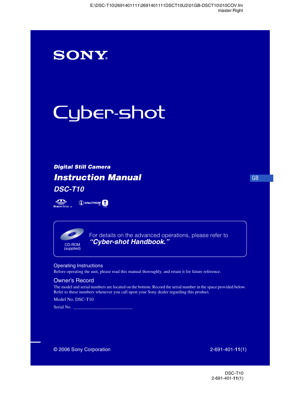 Sony DSC-T10 User Manual | 32 pages