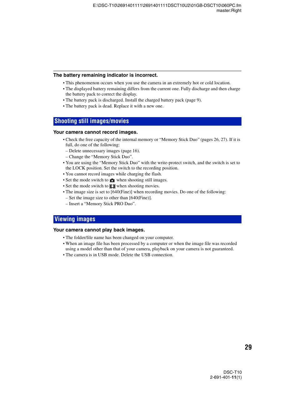 Shooting still images/movies, Viewing images, Shooting still images/movies viewing images | Sony DSC-T10 User Manual | Page 29 / 32