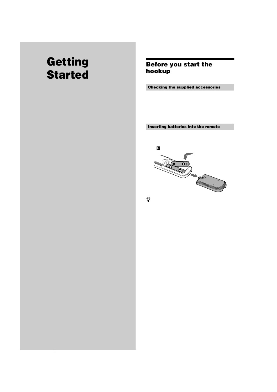 Getting started, Before you start the hookup, Y) (10) | Sony MDS-JE440 User Manual | Page 10 / 60