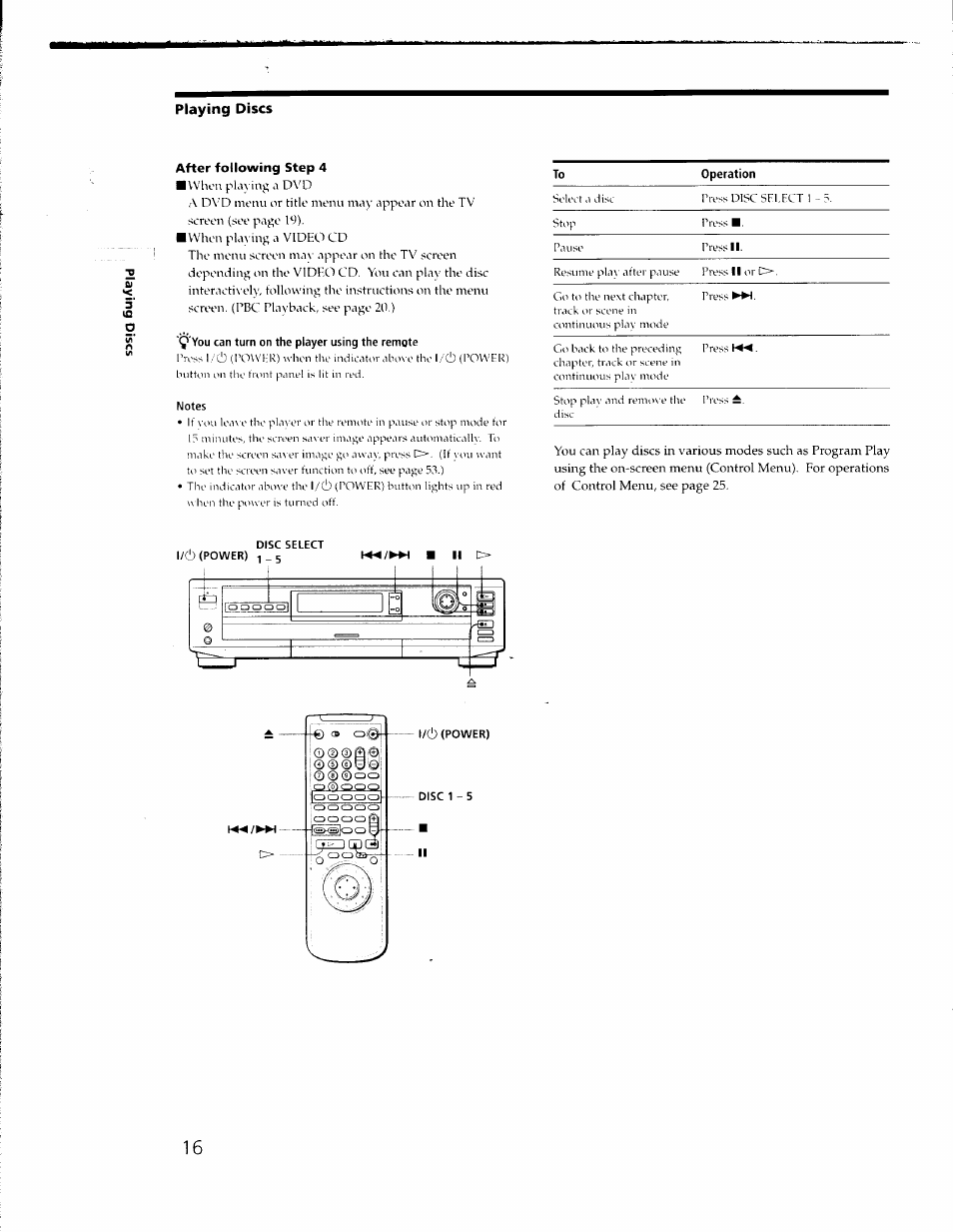 Playing discs, After following step 4 | Sony DVP-C650D User Manual | Page 16 / 76