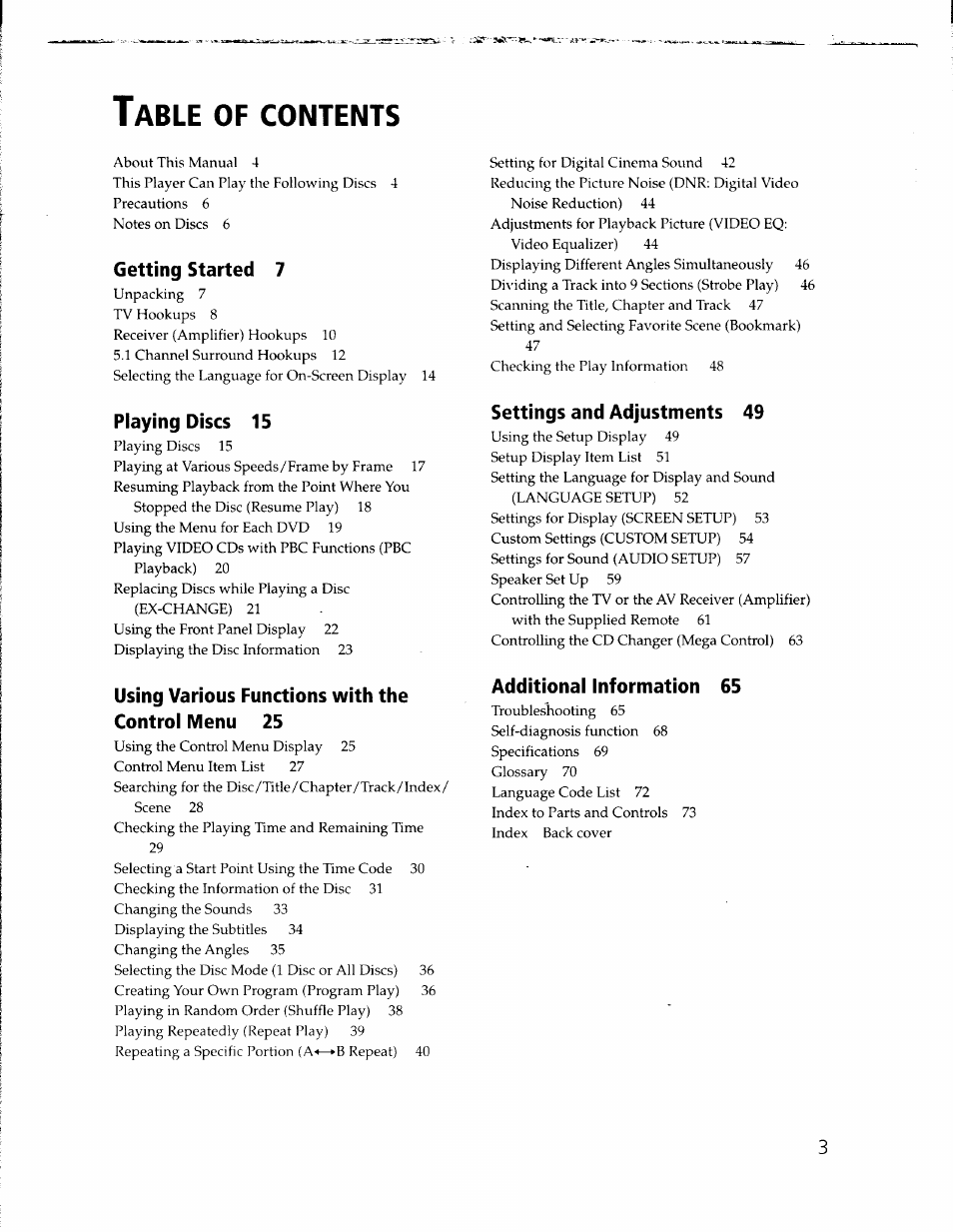 Sony DVP-C650D User Manual | Page 3 / 76