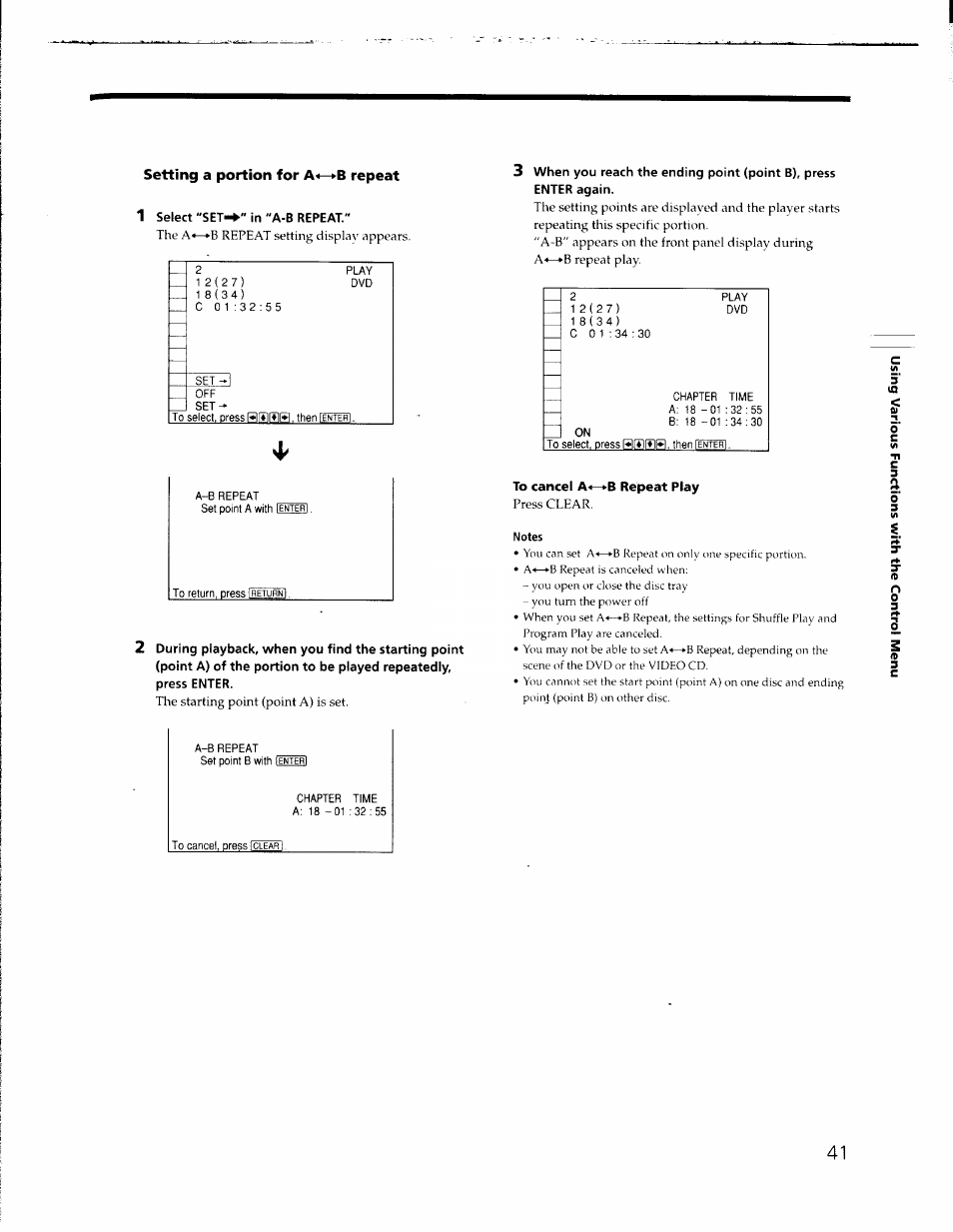 Setting a portion for a<—»b repeat, 1 select 
