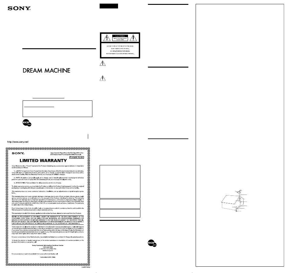 Sony ICF-CD843V User Manual | 2 pages