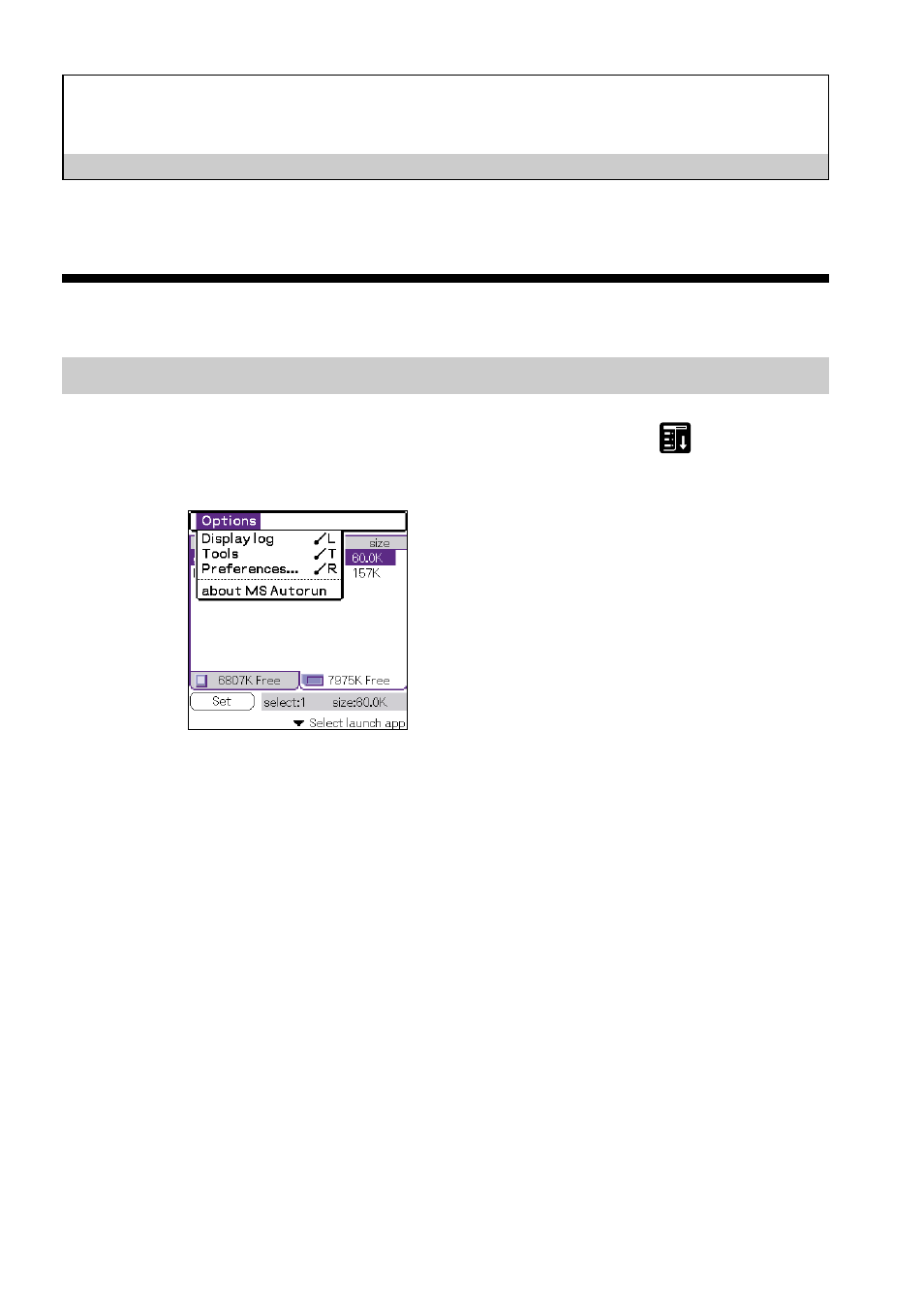 Supplemental information, Menu commands, Options menu | Sony PEG-N610C User Manual | Page 19 / 24