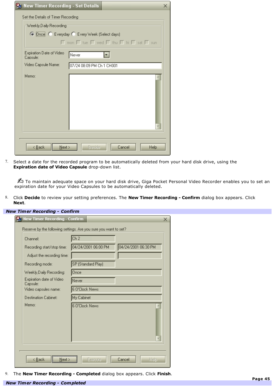 Sony PCV-W600G User Manual | Page 45 / 138