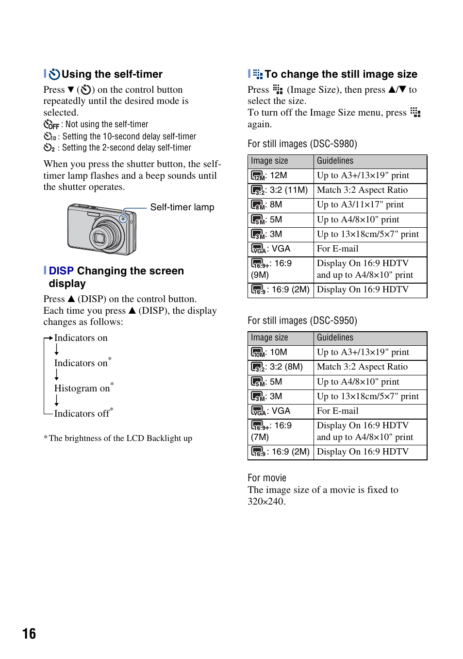Sony DSC-S980 User Manual | Page 16 / 72