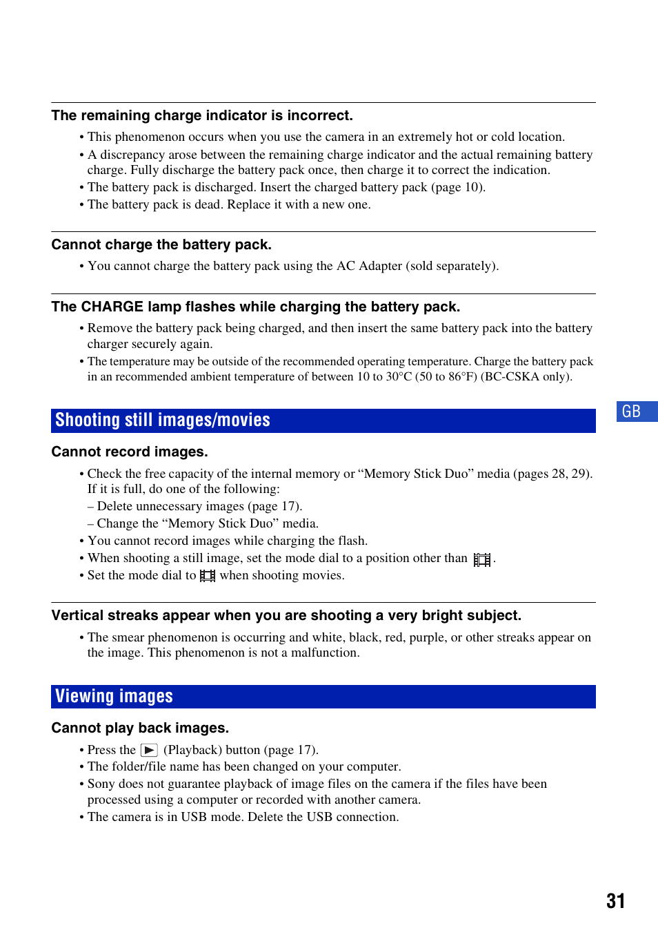 Shooting still images/movies, Viewing images, Shooting still images/movies viewing images | Sony DSC-S980 User Manual | Page 31 / 72