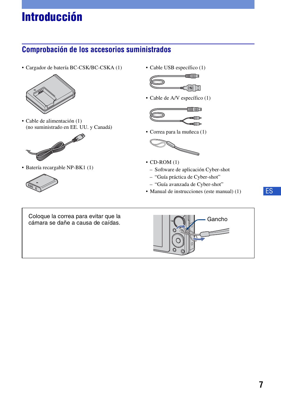 Introducción, Comprobación de los accesorios suministrados | Sony DSC-S980 User Manual | Page 41 / 72